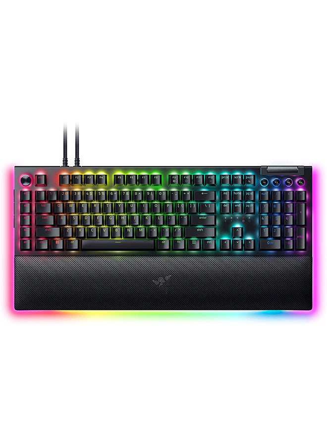 ريزر لوحة مفاتيح الألعاب الميكانيكية BlackWidow V4 Pro RGB، مفاتيح Razer Yellow، قرص الأوامر، 5 مفاتيح وحدات ماكرو مخصصة، تخطيط أمريكي إنجليزي، كابل من النوع C قابل للفصل، أسود | RZ03-04681800-R3M1 - Image 1