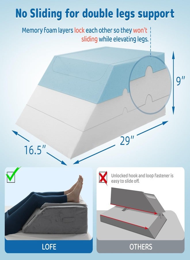 LOFE Leg Elevation Pillows for After Surgery - Adjustable Leg Elevation Pillow 6 Heights, Cooling Leg Wedges for Elevation for Swelling, Double Leg Pillow for Knee Surgery Recovery, CertiPUR-US Foam - Image 5