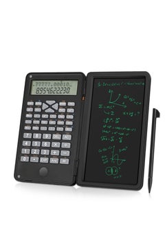 Scientific Calculator, Foldable Portable Desktop Calculator with Erasable Writing Board 10 Digit LCD Display Physical Geometry Calculator for Students Teachers Office Business High School-Black