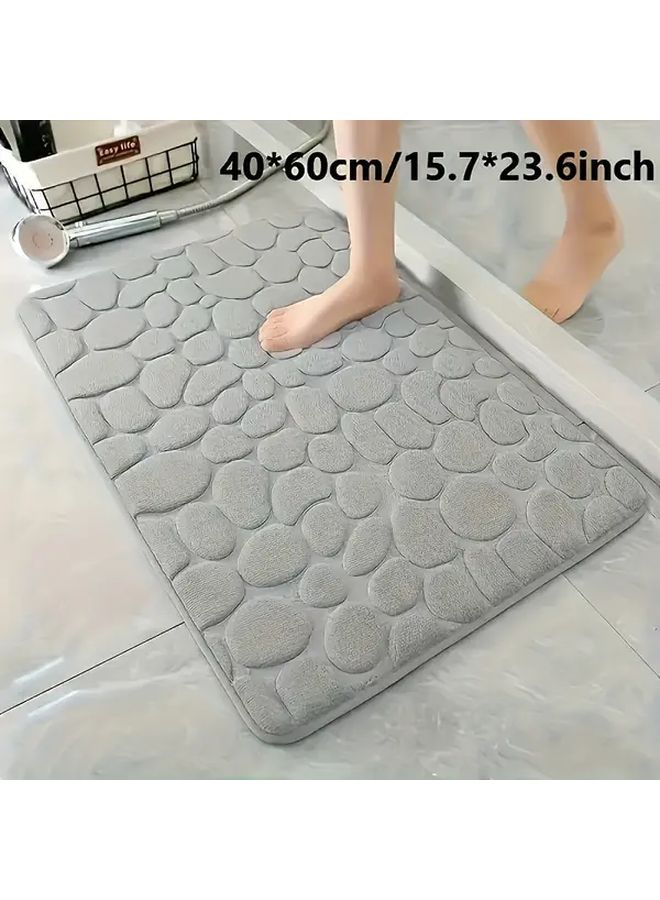Light Grey Memory Foam Bath Mat Non Slip Quick Drying Machine Washable 15.75x23.62 Inch - Image 4
