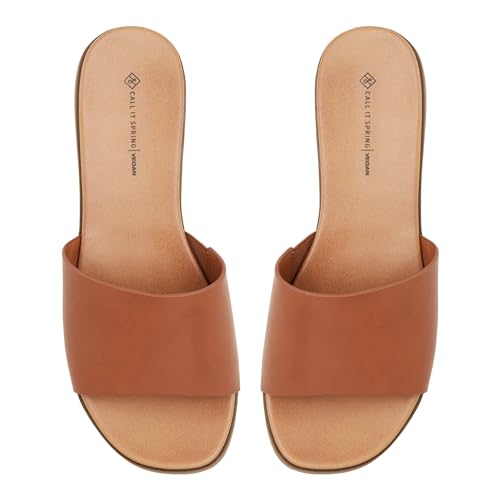 Call It Spring Women's Birdie Flat Sandal, Cognac, 7 - Image 5