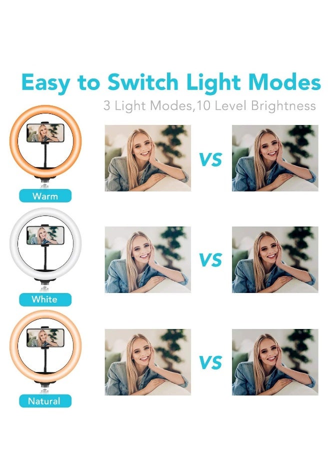DUSALA Ring Light with Tripod And Phone Holder for Live Stream Makeup Upgraded Extendable Stand with Ring Light for Vlog Photography - Image 2