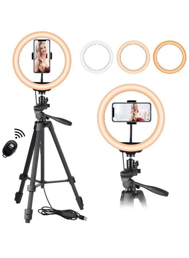 DUSALA Ring Light with Tripod And Phone Holder for Live Stream Makeup Upgraded Extendable Stand with Ring Light for Vlog Photography - Image 1