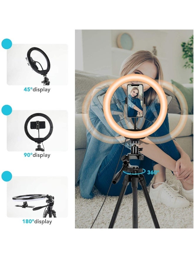 DUSALA Ring Light with Tripod And Phone Holder for Live Stream Makeup Upgraded Extendable Stand with Ring Light for Vlog Photography - Image 3
