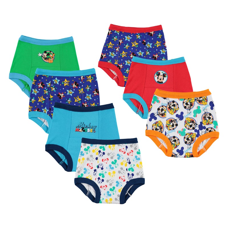Disney Boys Mickey Mouse Pants Starter Kit With Stickers & Tracking Chart Sizes 18M  2T  3T  4T Baby And Toddler Potty Training Underwear  7-Pack Training Pant  3T Us - Image 1