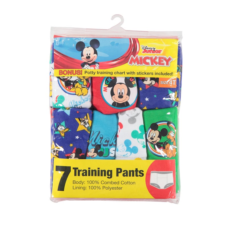 Disney Boys Mickey Mouse Pants Starter Kit With Stickers & Tracking Chart Sizes 18M  2T  3T  4T Baby And Toddler Potty Training Underwear  7-Pack Training Pant  3T Us - Image 4