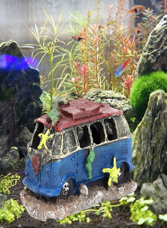Leefasy Resin Car Wreck Aquarium Decoration Fish Tank Ornament House Scenery Statue Unique Aquarium Fish Hideout for Spawning Small Fish Crustaceans, C 12.5x7.5x8cm - Image 4