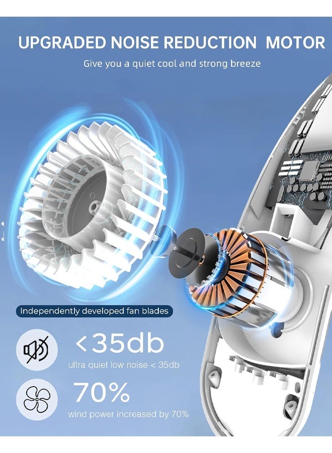 يالونج مروحة تعليق محمولة، 4 مراوح توربو محمولة قابلة للطي - مروحة شخصية بدون شفرات 4000 مللي أمبير/ساعة مع تدفق هواء قوي، مراوح للرقبة تنفث هواءً باردًا مع 4 فتحات تهوية، مروحة تبريد صغيرة قابلة للارتداء، صامتة للسفر في الهواء الطلق، لون أبيض. - Image 4