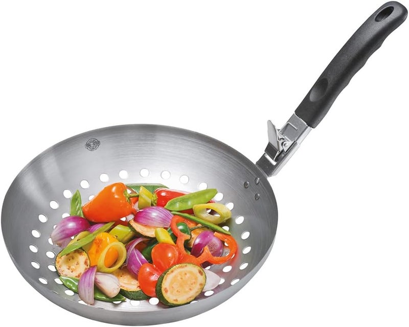 GEFU BBQ Premium Barbecue 11" Vegetable Wok, Detachable Handle - Image 1