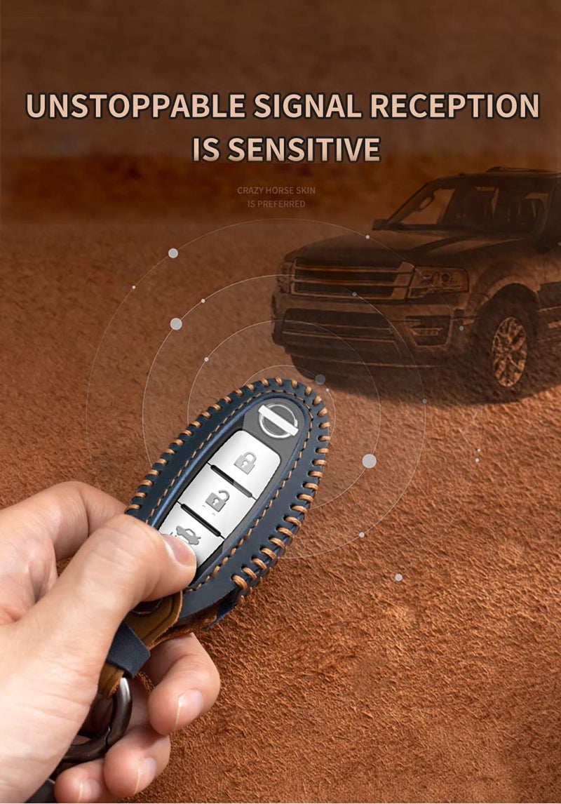 Brown Leather Key Fob Cover Case Compatible with Multiple Car Models 3 4 5 Button Smart Protection - Image 5