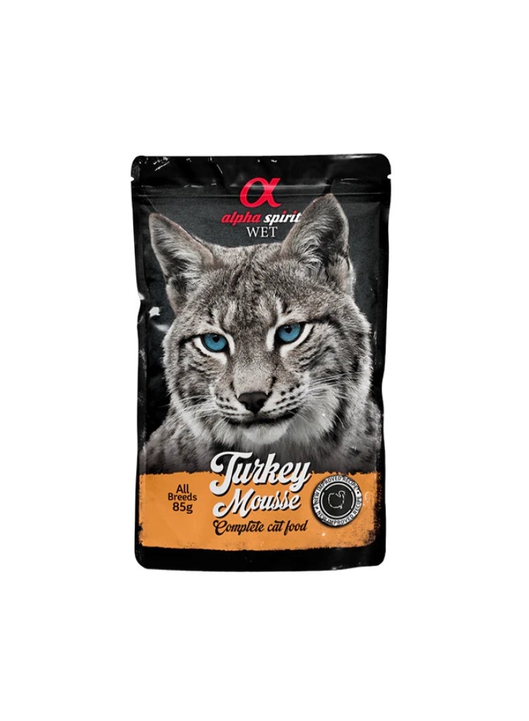 Alpha Spirit Turkey Mousse for Cats, 24 x 85 g Pouches