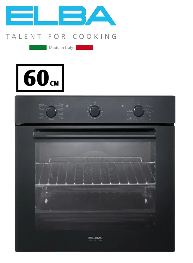 Elba built-in electric oven, 9 functions, 60 cm, Italian, black, AS E 6 XLB
