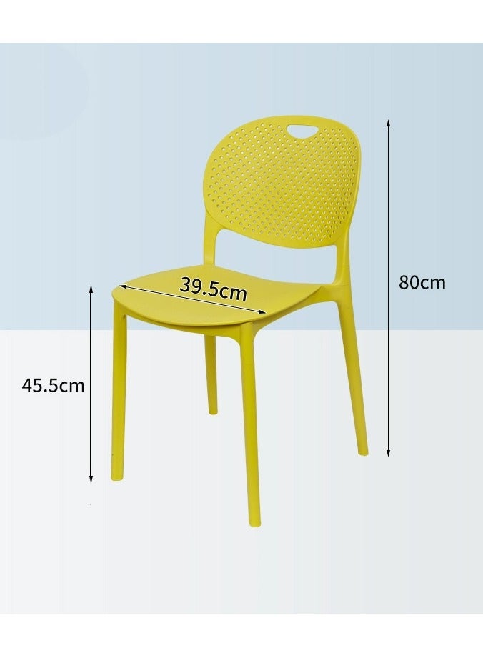 لاني كراسي حديثة بلاستيكية من القرن المتوسط، كراسي طعام خلفية منحنية لغرفة اجتماعات حديقة المطبخ، قطعة واحدة أصفر - Image 2