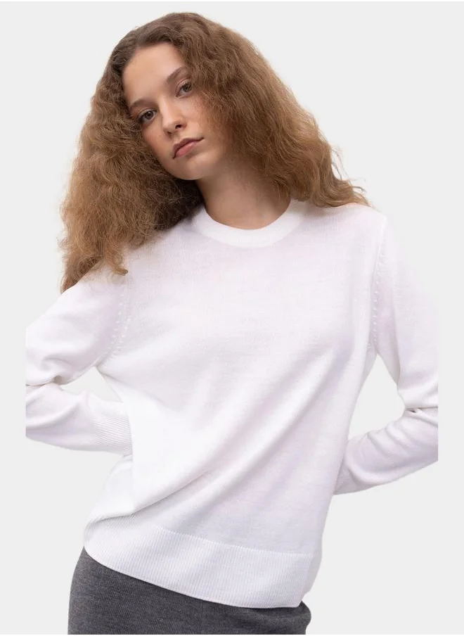 DeFacto Plain Crew Neck Regular Fit Knit Sweater