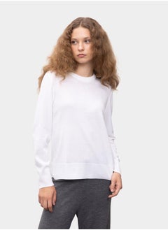 DeFacto Plain Crew Neck Regular Fit Knit Sweater by Styli  - Image 4
