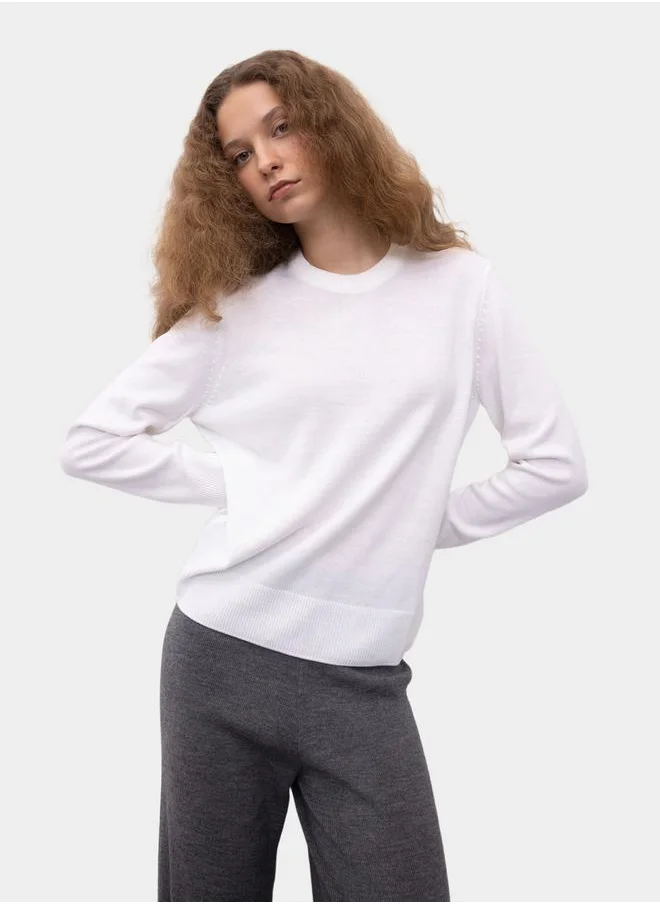 DeFacto Plain Crew Neck Regular Fit Knit Sweater by Styli
