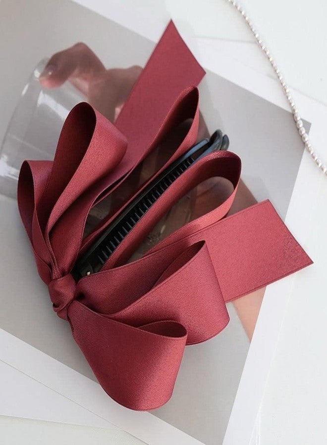 Weicoca 1 Pc Black Bowknot Banana Clip, Sweet Cute Vertical Ponytail Holder Hair Barrettes Clamps, Hair Accessories for Women Girls, Bowknot Clip, Satin Ribbon Bow Hair Claw Clips - Image 4