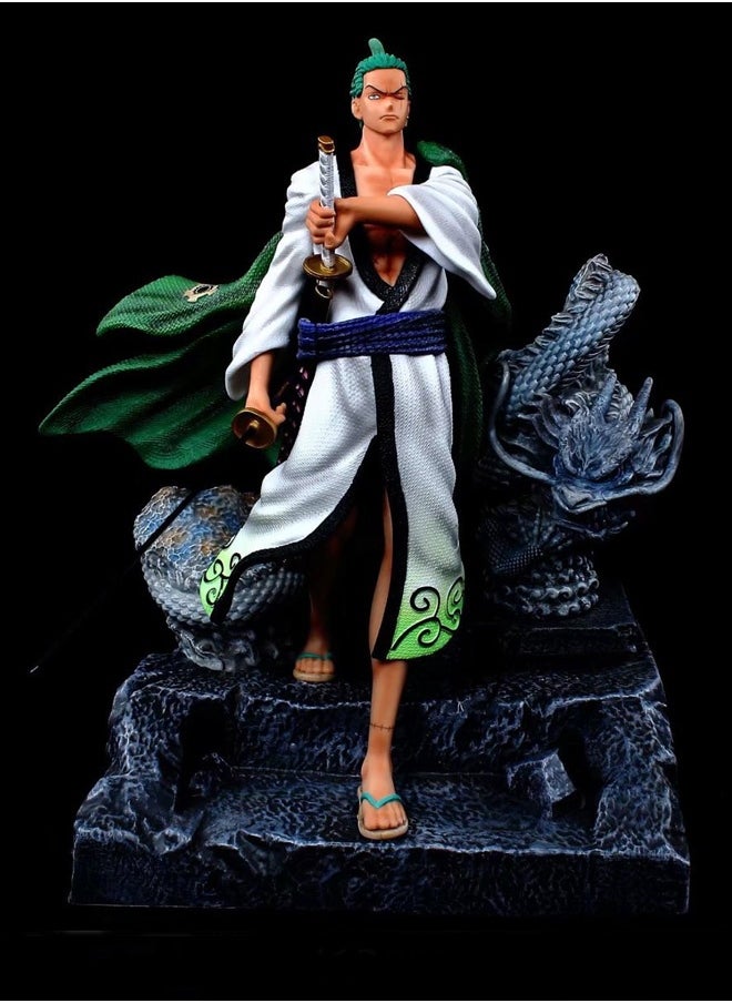 One Piece One Piece Zoro in Kimono Action Figure Decorative Resin Sculpture Home Decor Statue, Art Figurine Home Ornament Decoration for Office, Living Room, Bedroom, Book Shelf, TV Cabinet, Desktop  - Image 1
