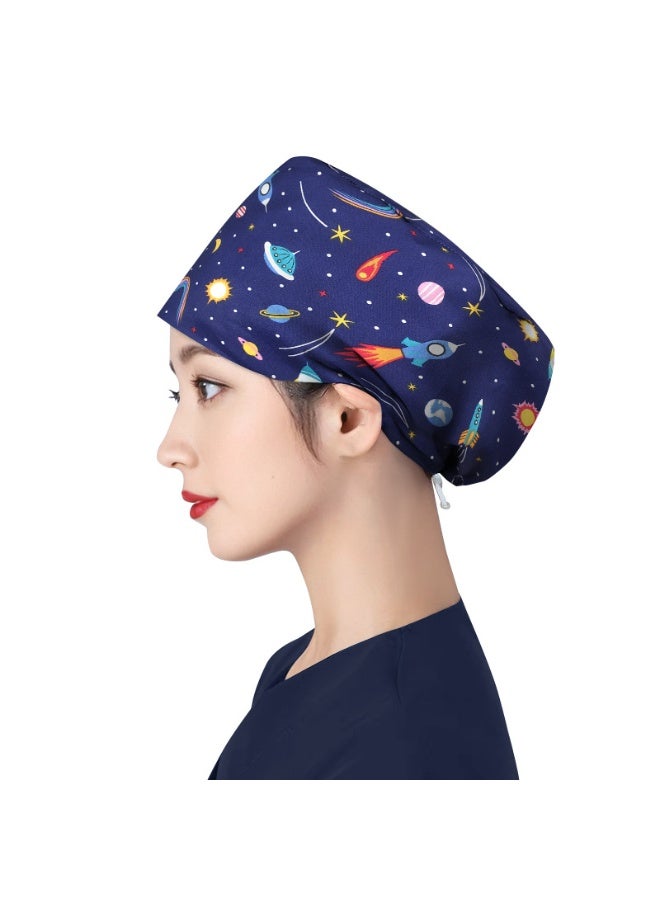 NIBEMINENT Women's Long Hair Nursing Cap Cotton Adjustable Medical Hospital Surgical Cap Unisex Anesthesiologist Nurse Working Scrub Caps