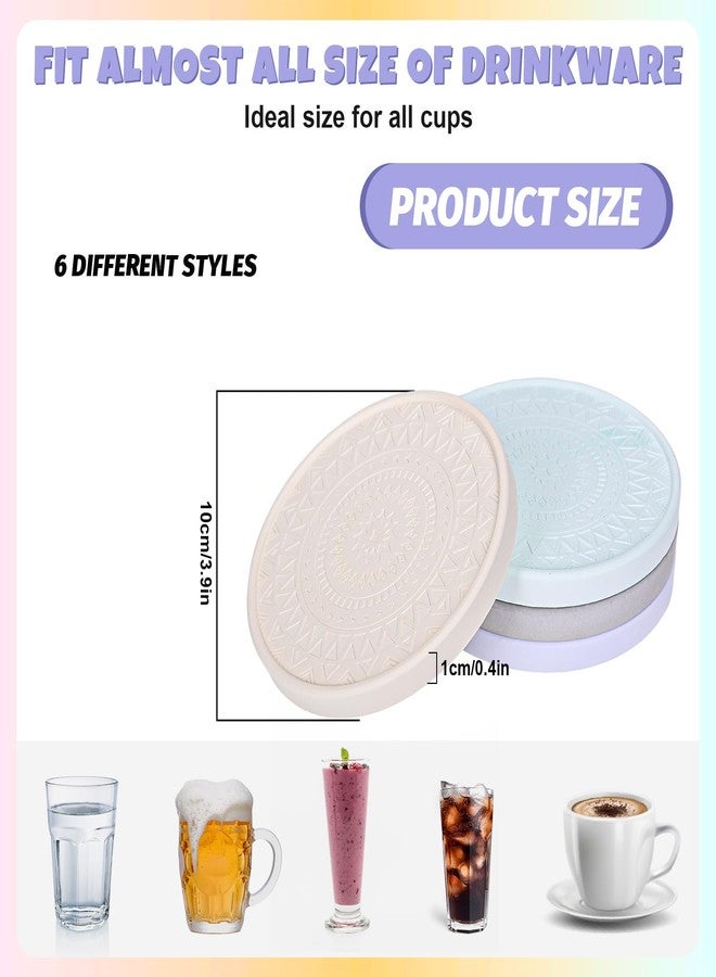 وولاين مجموعة قواعد أكواب حجرية ماصة من والين، 6 قطع مع حامل، مصنوعة من تراب دياتومي طبيعي ملون، سريعة الجفاف، مناسبة لتزيين طاولة الحفلات في المنزل أو المطبخ. - Image 2