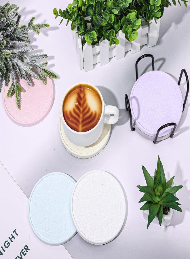 وولاين مجموعة قواعد أكواب حجرية ماصة من والين، 6 قطع مع حامل، مصنوعة من تراب دياتومي طبيعي ملون، سريعة الجفاف، مناسبة لتزيين طاولة الحفلات في المنزل أو المطبخ. - Image 3