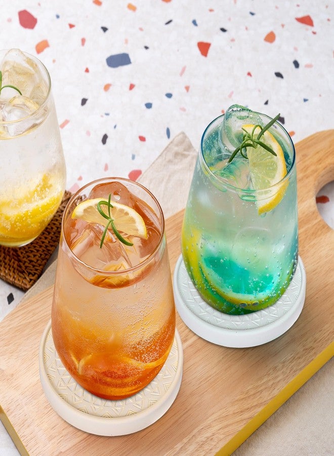 وولاين مجموعة قواعد أكواب حجرية ماصة من والين، 6 قطع مع حامل، مصنوعة من تراب دياتومي طبيعي ملون، سريعة الجفاف، مناسبة لتزيين طاولة الحفلات في المنزل أو المطبخ. - Image 4