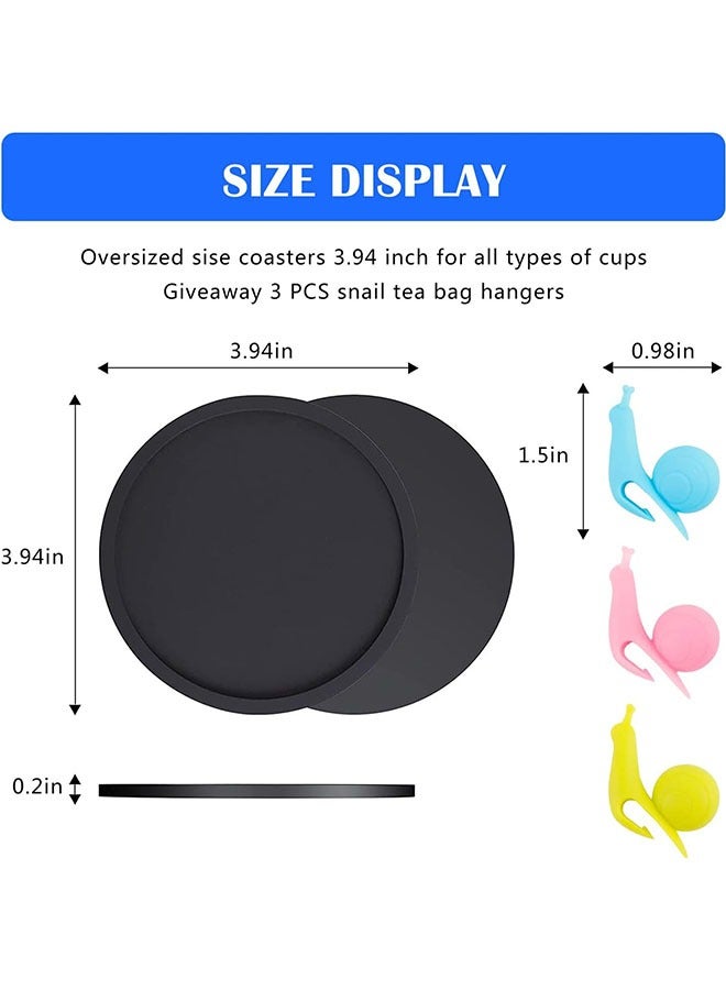 3 Pcs Silicone Coasters with 3 Pcs Snail Tea Bag Hangers  - Image 2