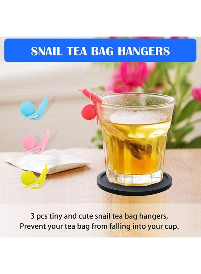 3 Pcs Silicone Coasters with 3 Pcs Snail Tea Bag Hangers  - Image 4