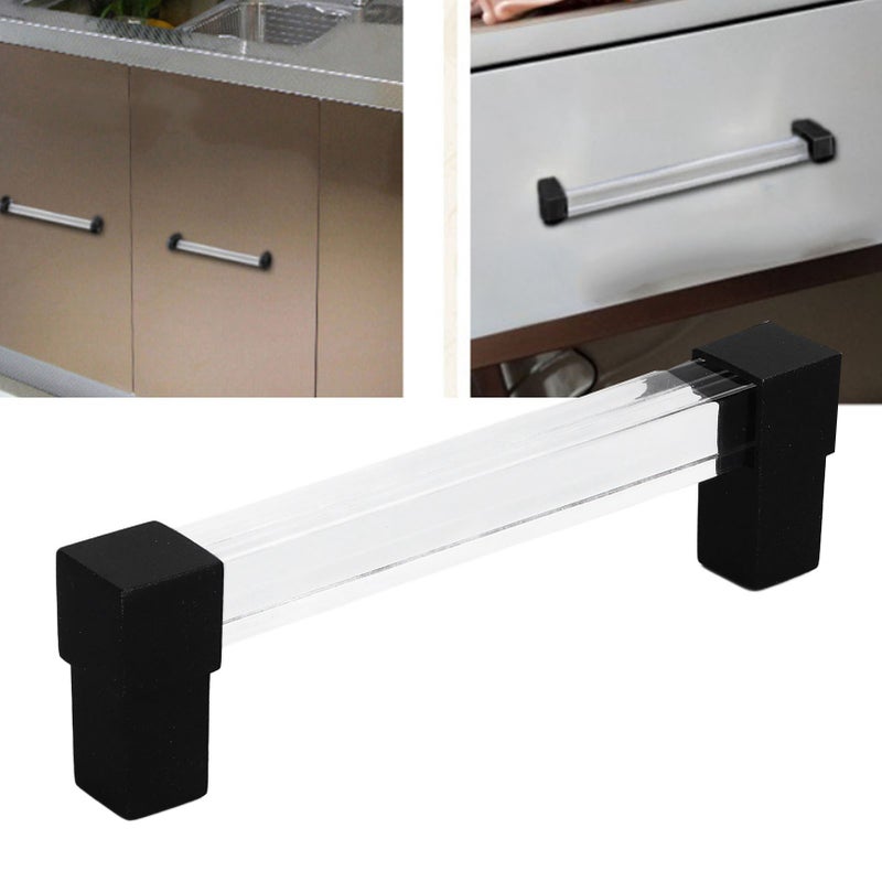 Acrylic Drawer Pulls Single Hole Crystal Cabinet Drawer Pulls for Kitchen Cabinets Dresser Cupboard Hole Spacing 128 Black - Image 2