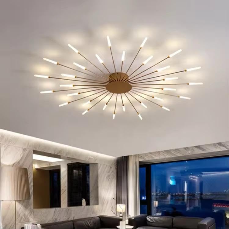 blissbells Modern Sputnik Chandelier, 20-Light LED Ceiling Light Fixture, Gold and White - Image 5