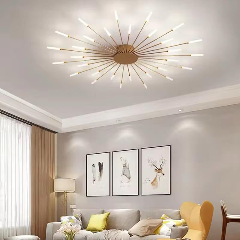 blissbells Modern Sputnik Chandelier, 20-Light LED Ceiling Light Fixture, Gold and White - Image 4