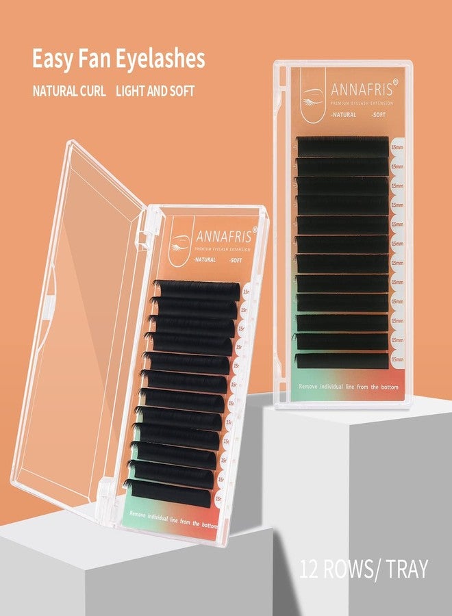 ANNAFRIS Easy Fan Eyelash Extension Automatic 1S Flowering 0.07 C Curl 8-15mm Mix Individual False Lashes Natural Soft Matte Black Volume Lash Extensions supplies (0.07 C, 8-15mm Mix) - Image 5