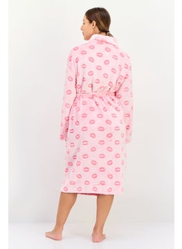 Kathy Ireland Women Allover Print Belted Bath Robes, Pink  - Image 2