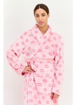 Kathy Ireland Women Allover Print Belted Bath Robes, Pink  - Image 3