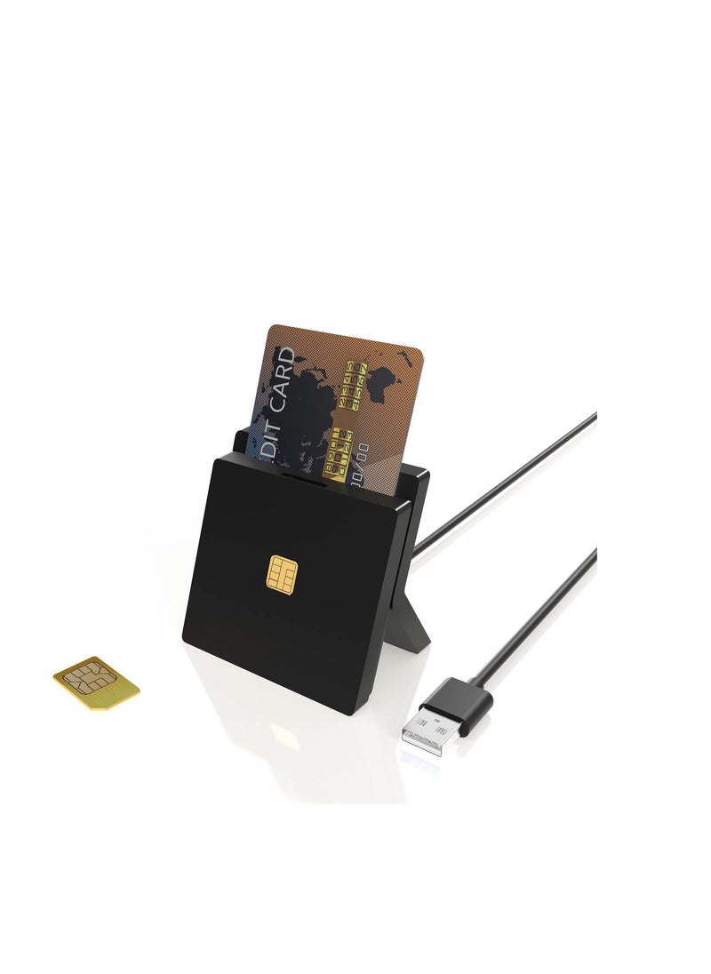 Y&D - CAC Card Reader, SIM Dual Slots Smart Reader for DOD Military USB Common Access CAC/SIM/ID/IC Bank/Health/Insurance/e-Tax/Contact Chip Card, Compatible with Windows/Vista/7/8/11 - Image 1