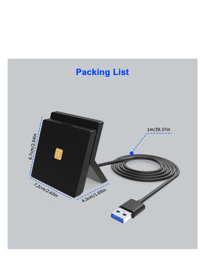 Y&D - CAC Card Reader, SIM Dual Slots Smart Reader for DOD Military USB Common Access CAC/SIM/ID/IC Bank/Health/Insurance/e-Tax/Contact Chip Card, Compatible with Windows/Vista/7/8/11 - Image 1