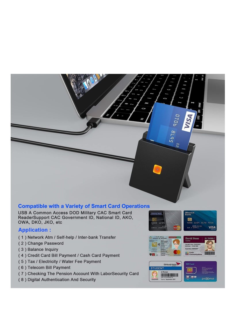 Y&D - CAC Card Reader, SIM Dual Slots Smart Reader for DOD Military USB Common Access CAC/SIM/ID/IC Bank/Health/Insurance/e-Tax/Contact Chip Card, Compatible with Windows/Vista/7/8/11 - Image 1