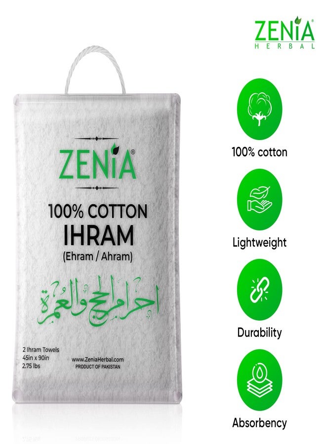 zenia منشفة إحرام زينيا الطبيعية 100% قطن للحج والعمرة - خفيفة الوزن ومتينة 45 بوصة × 90 بوصة (إحرام مع حزام قابل للتعديل وميكوات مجانية) - Image 4