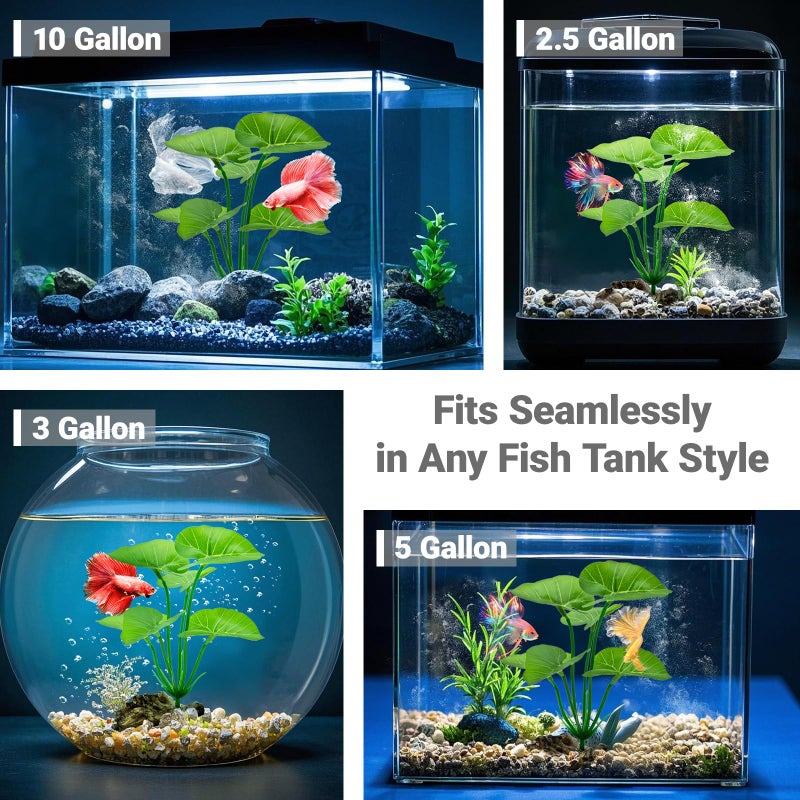 UreverFins Silk Aquarium Plants Betta Fish Tanks Decor 6-in Soft Aquarium Decorations Fish Tanks Plants Leaf Hammock, Artificial Aquarium Plant Fish Tank Decorations Accessories Goldfish Reptile Plants Driftwood - Image 2