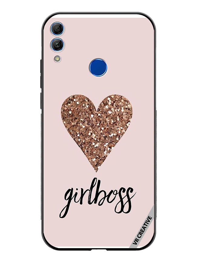 Protective Case Cover For Honor 10 Lite Girl Boss Golden Gloss Heart Design Multicolour