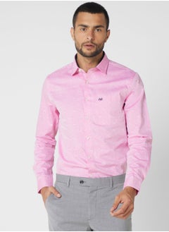 Classic Self Design Pure Cotton Slim Fit Formal Shirt