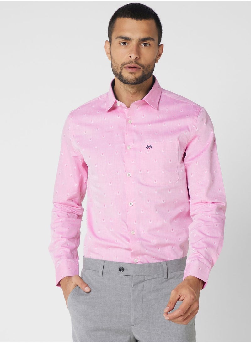 Thomas Scott - Classic Self Design Pure Cotton Slim Fit Formal Shirt - Image 1
