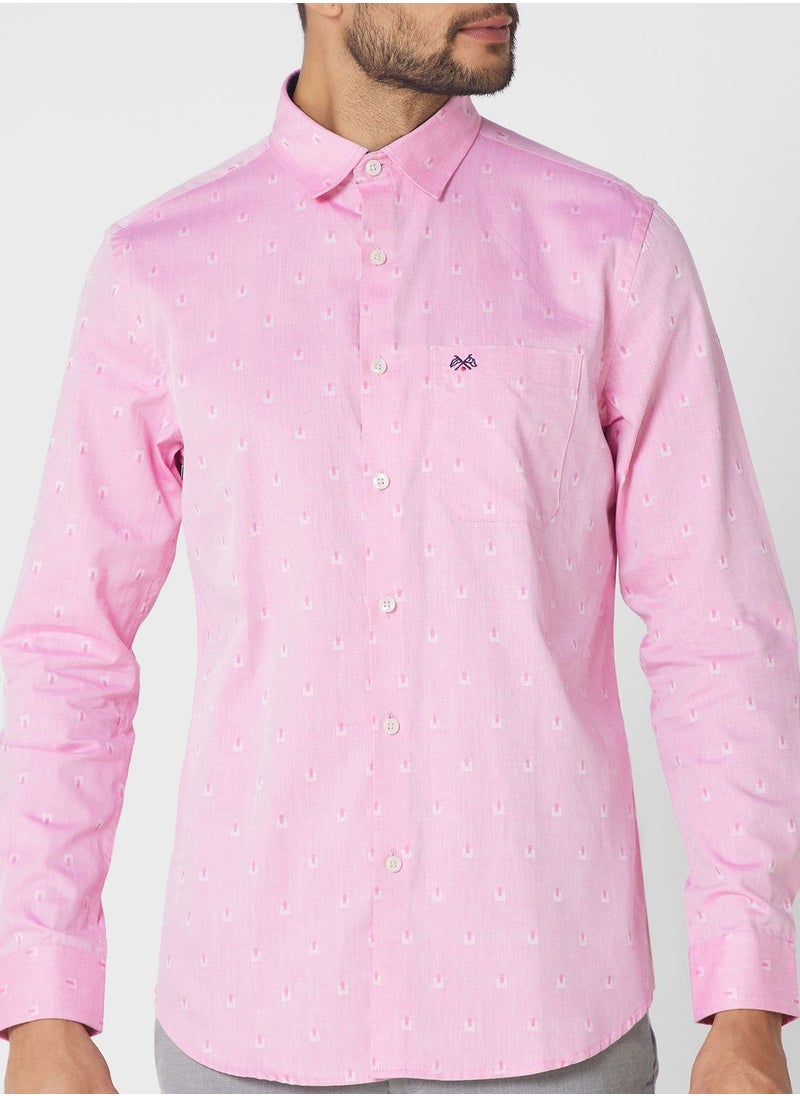Thomas Scott - Classic Self Design Pure Cotton Slim Fit Formal Shirt - Image 1