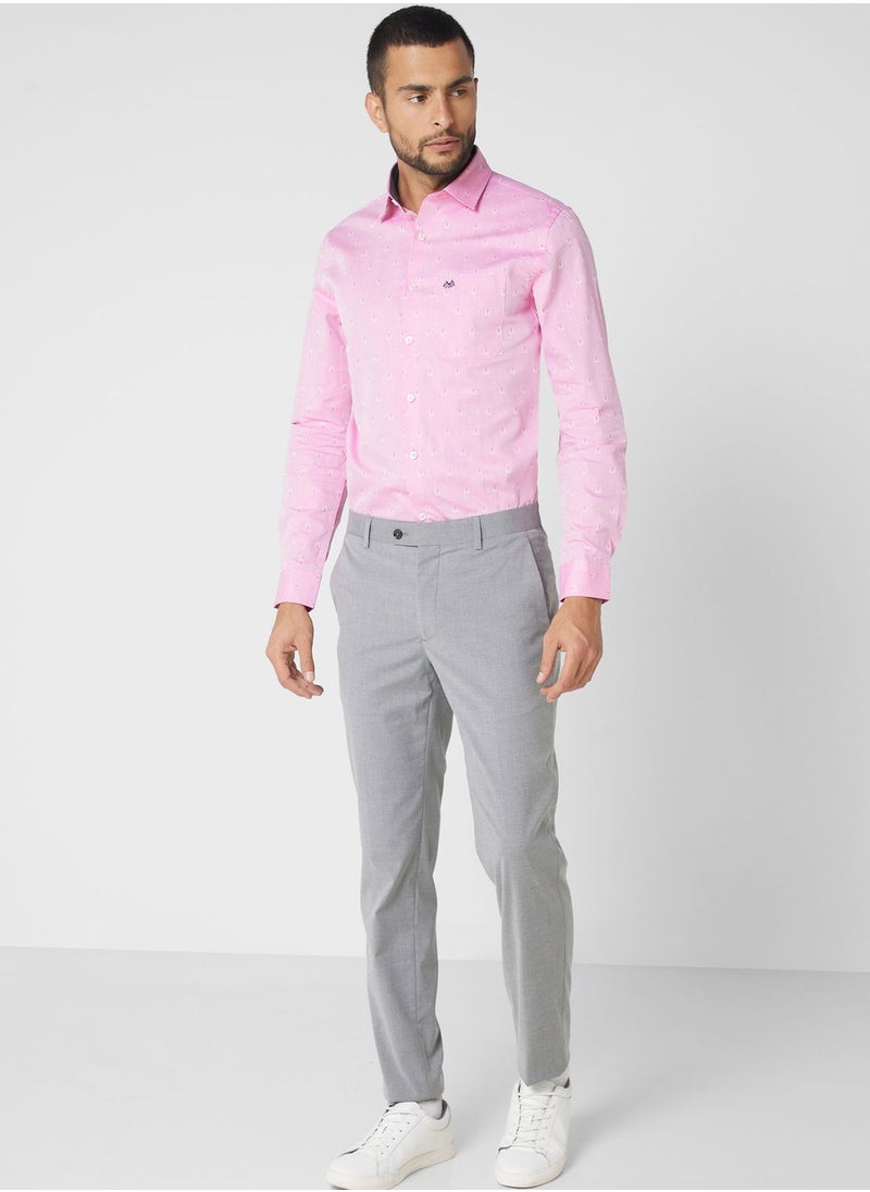 Thomas Scott - Classic Self Design Pure Cotton Slim Fit Formal Shirt - Image 1