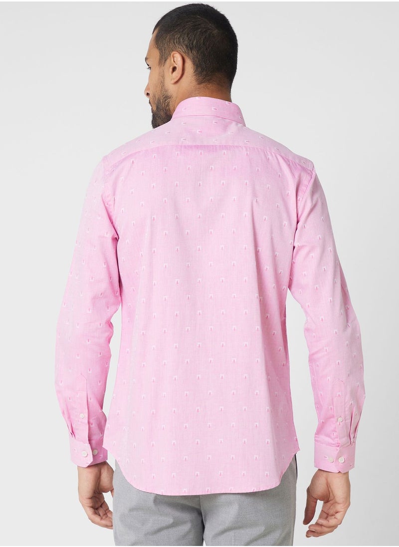 Thomas Scott - Classic Self Design Pure Cotton Slim Fit Formal Shirt - Image 1