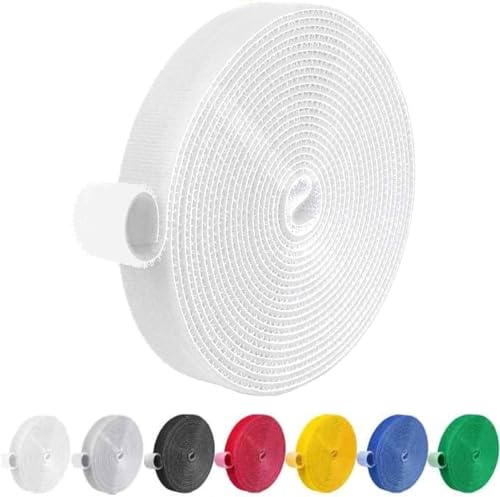 IFNOW Hook and Loop Tape 32FT Reusable Fastening Tape Cable Ties Double-Sided Hook-and-Loop Cable Management Tie (White, 0.8IN) - Image 1