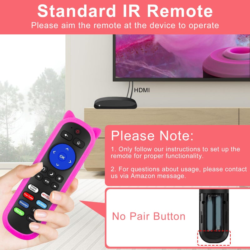 Maozhren (Pack of 2) Remote Compatible with Roku Players and Roku TV Remote, for Roku Box 1 2 3 4,Roku Express/+, Premiere/+, Ultra and TCL Hisense Onn Element Philips Roku TV with Anti-Lost Case - Image 3