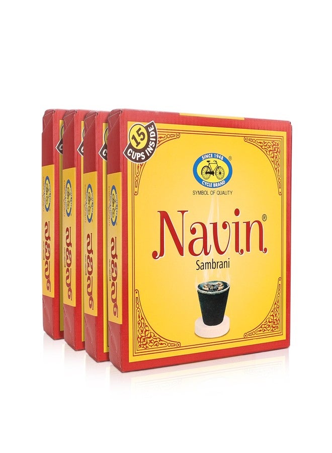 Cycle Pure Navin Sambrani Dhoop Cups for Pooja (60 pcs) | Havan Cups for Pooja, Home & Festivals | Natural Guggal/Loban Dhoop Original | Dhoop Cones | Pack of 4 (15 Cups/Pack + 1 Burner Plate/Pack) - Image 1