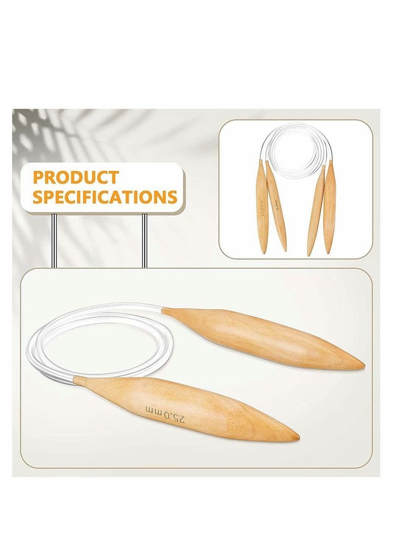 Y&D Jumbo Wooden Circular Knitting Needles Set Oversize Natural Wood for Chunky Yarn, 80 cm, 3 Pieces  - Image 4