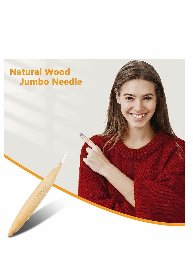 Y&D Jumbo Wooden Circular Knitting Needles Set Oversize Natural Wood for Chunky Yarn, 80 cm, 3 Pieces  - Image 3